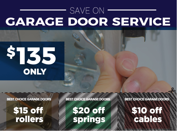 Discount offerings on garage door maintenance for rollers, springs, and cables